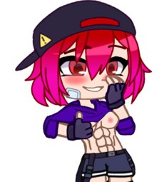 Milly looking at her breast and abs