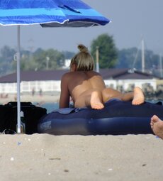 slim blonde at the beach