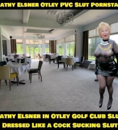 Cathy Shiny PVC Slut Pornstar Wife in the Golf Club Lounge