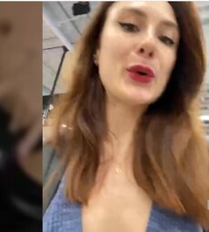 Dina_Tease Outdoor Public Toilet Show – Leather Skirt, Upski