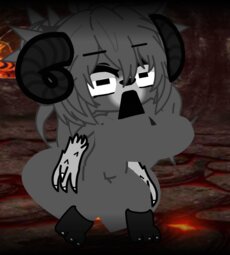 Monster ram or goat demon girl but extra thick