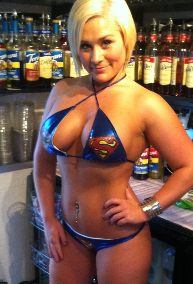 Tanned Curvy Blonde Selfie Barista