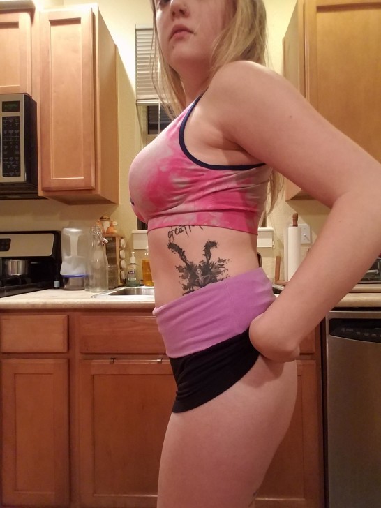 Redditor Blonde Tattoo and Shaven Pussy