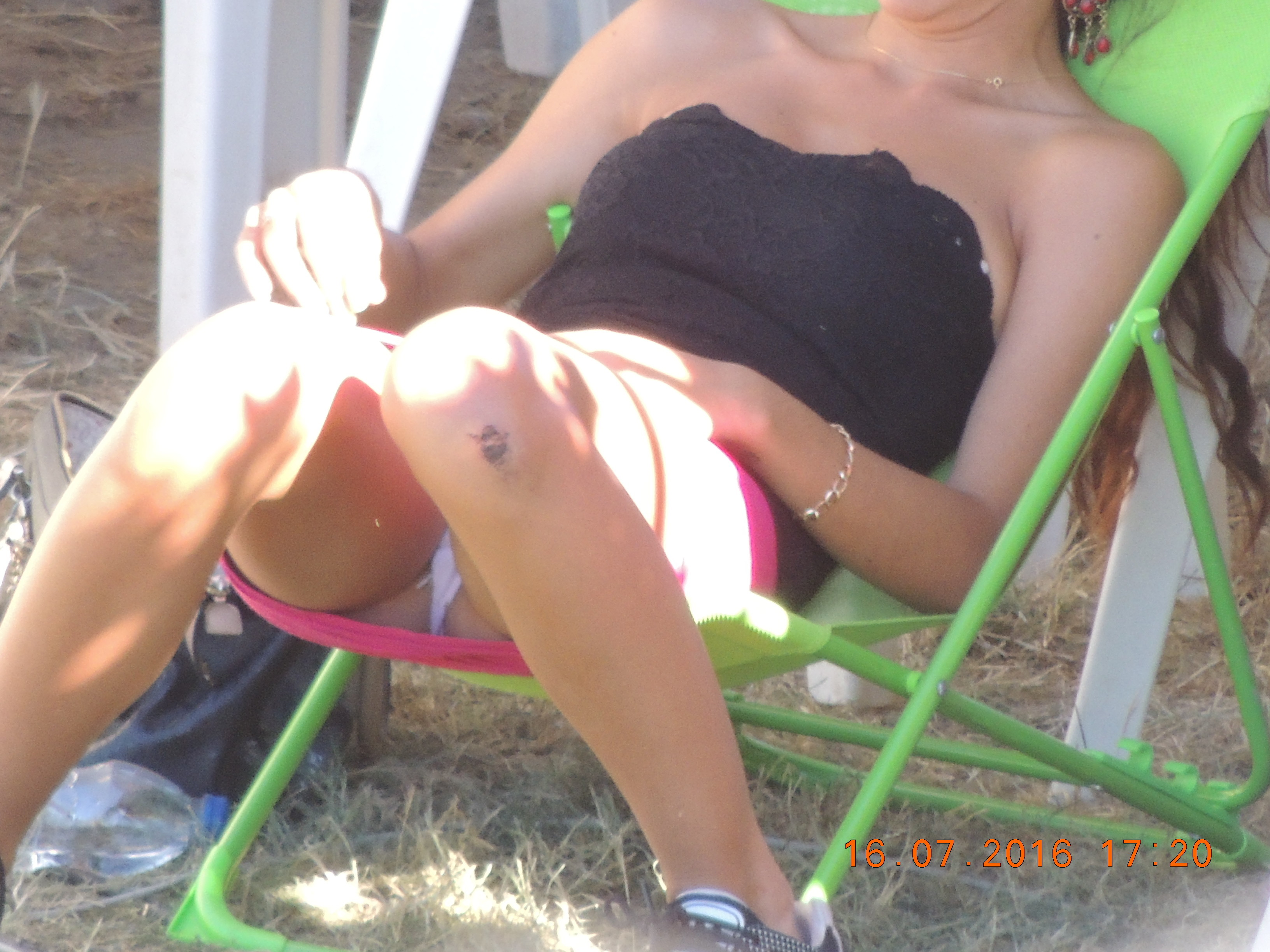 Brunette Oops Panty Peek