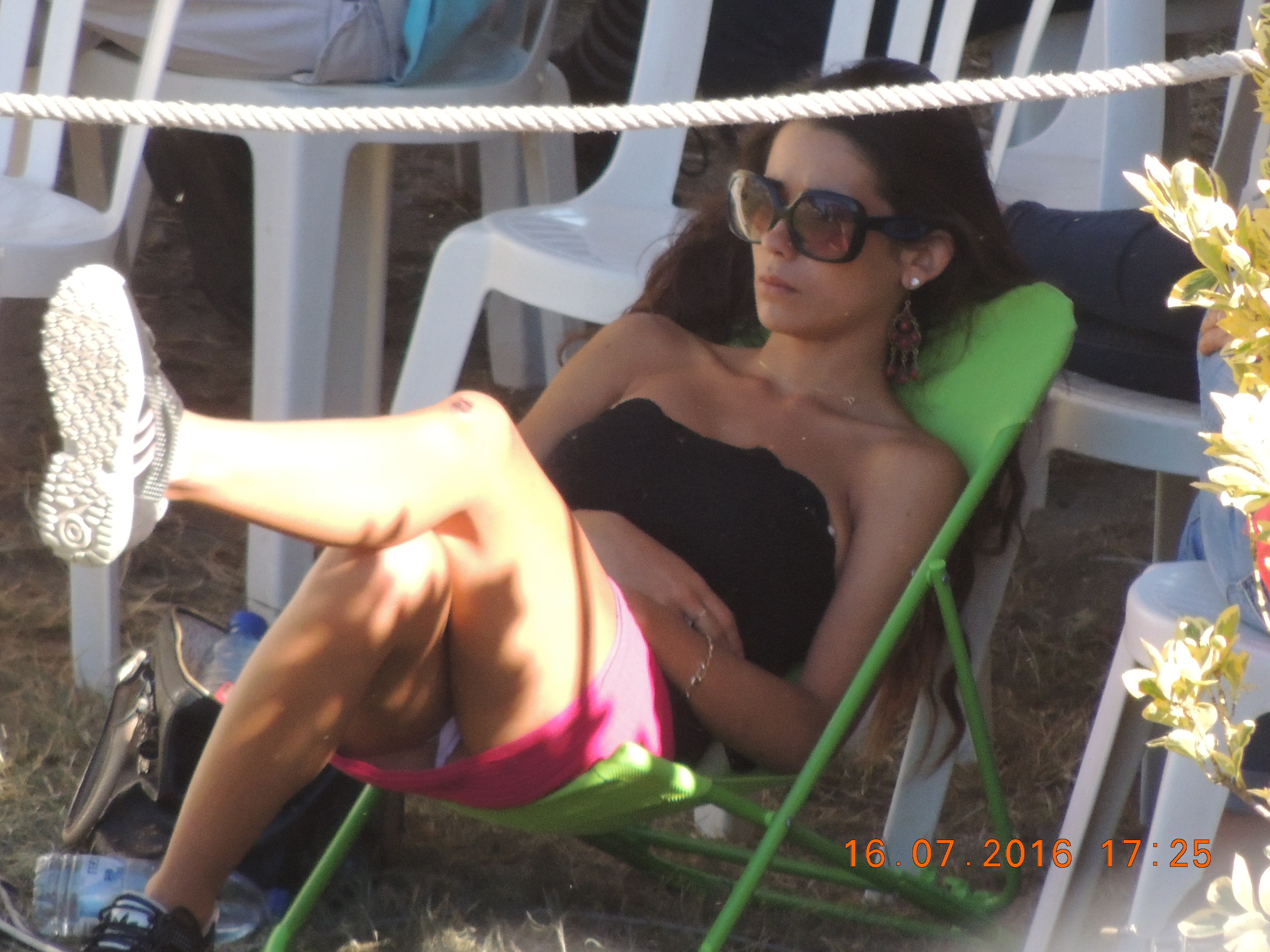 Brunette Oops Panty Peek