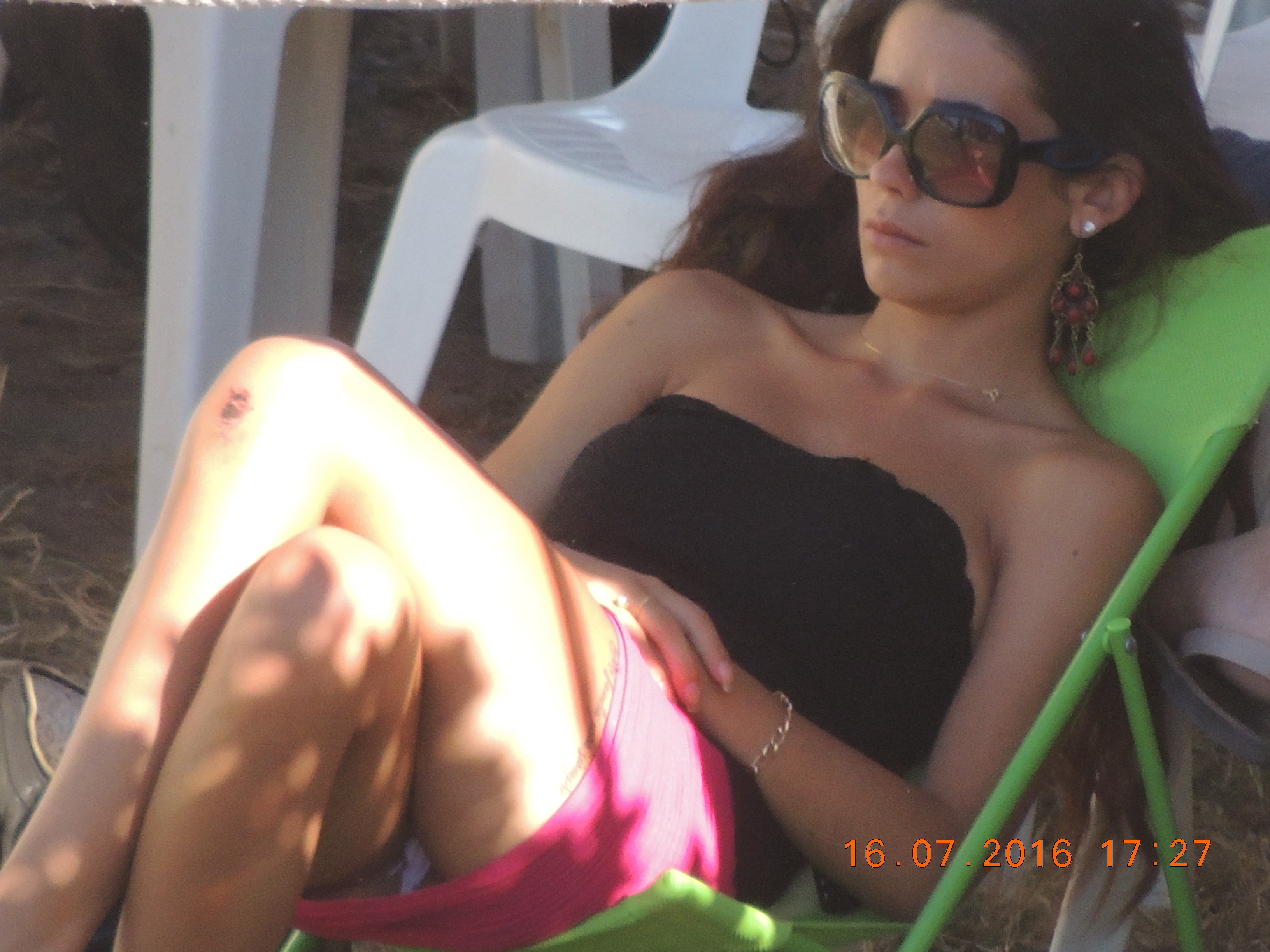 Brunette Oops Panty Peek