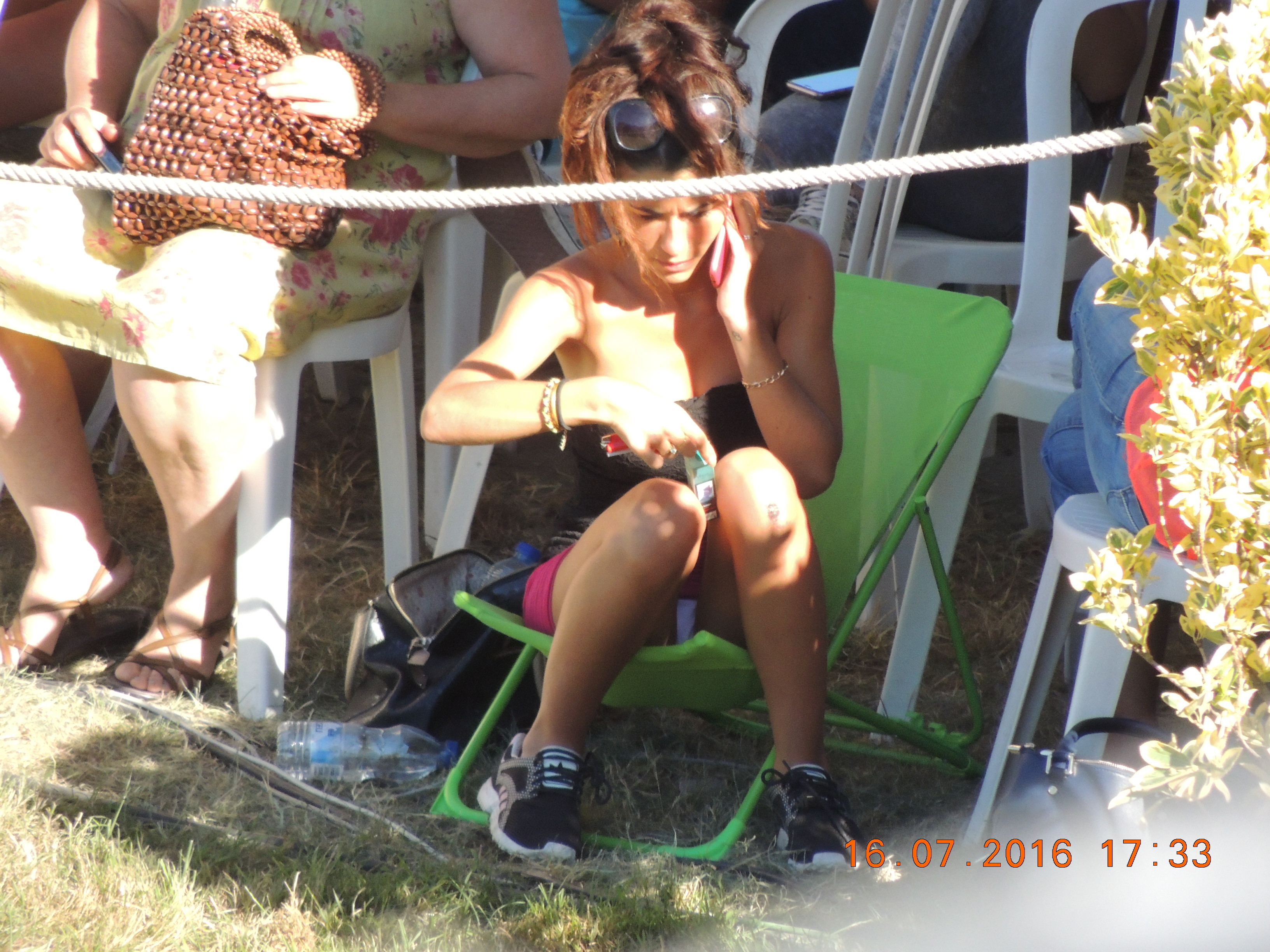 Brunette Oops Panty Peek