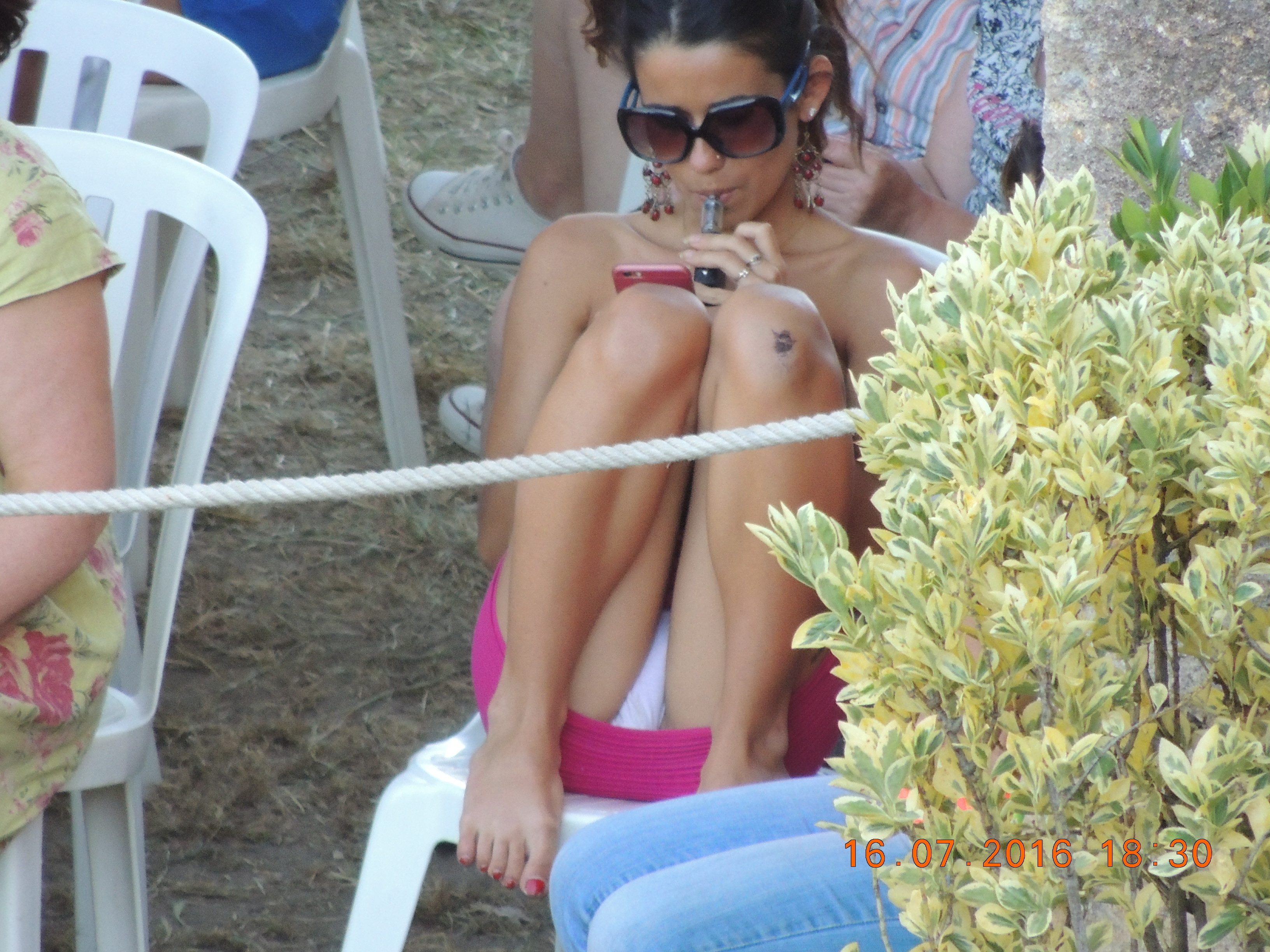 Brunette Oops Panty Peek