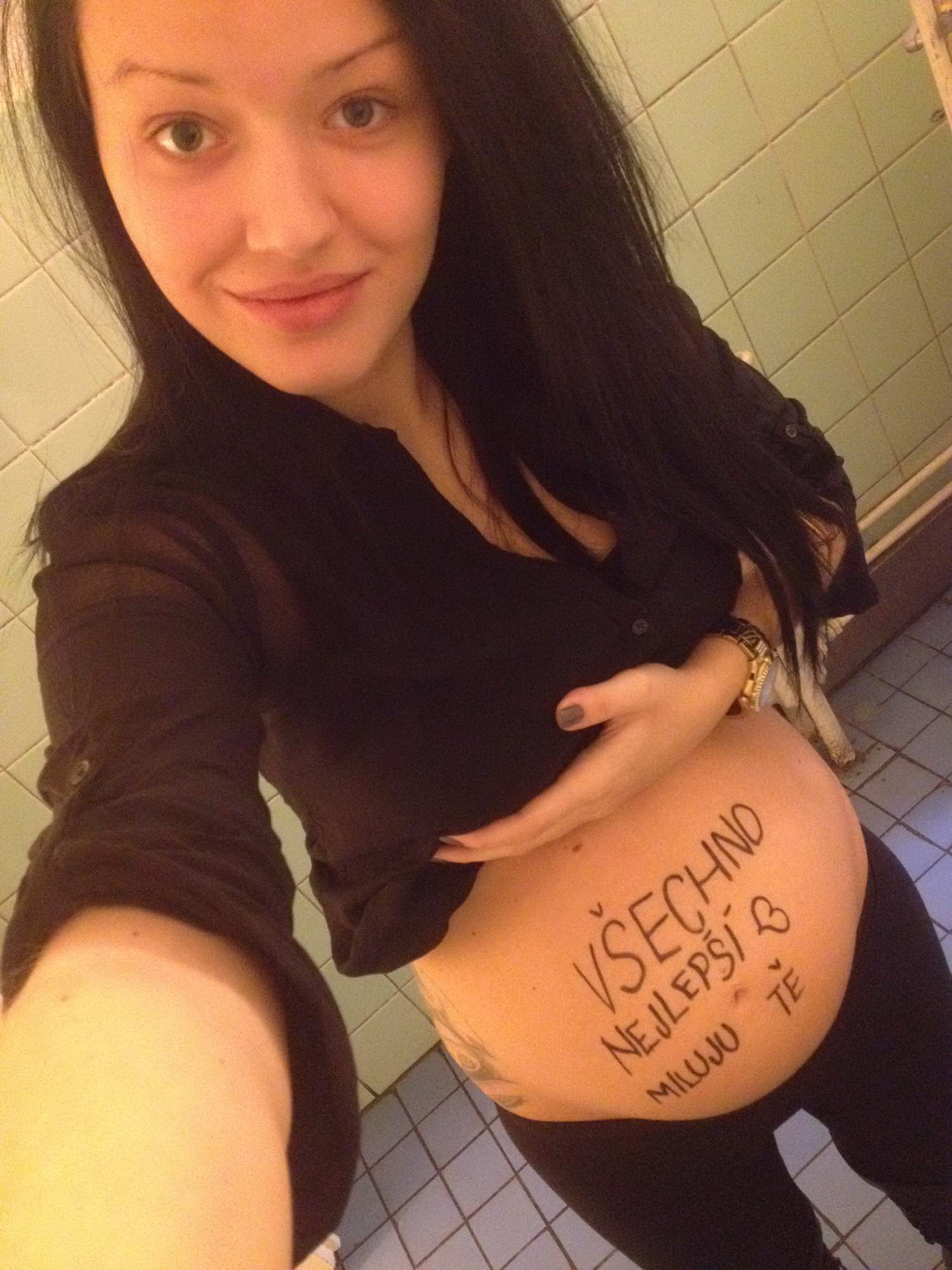 Preggo Selfie Czech Brunette Babe