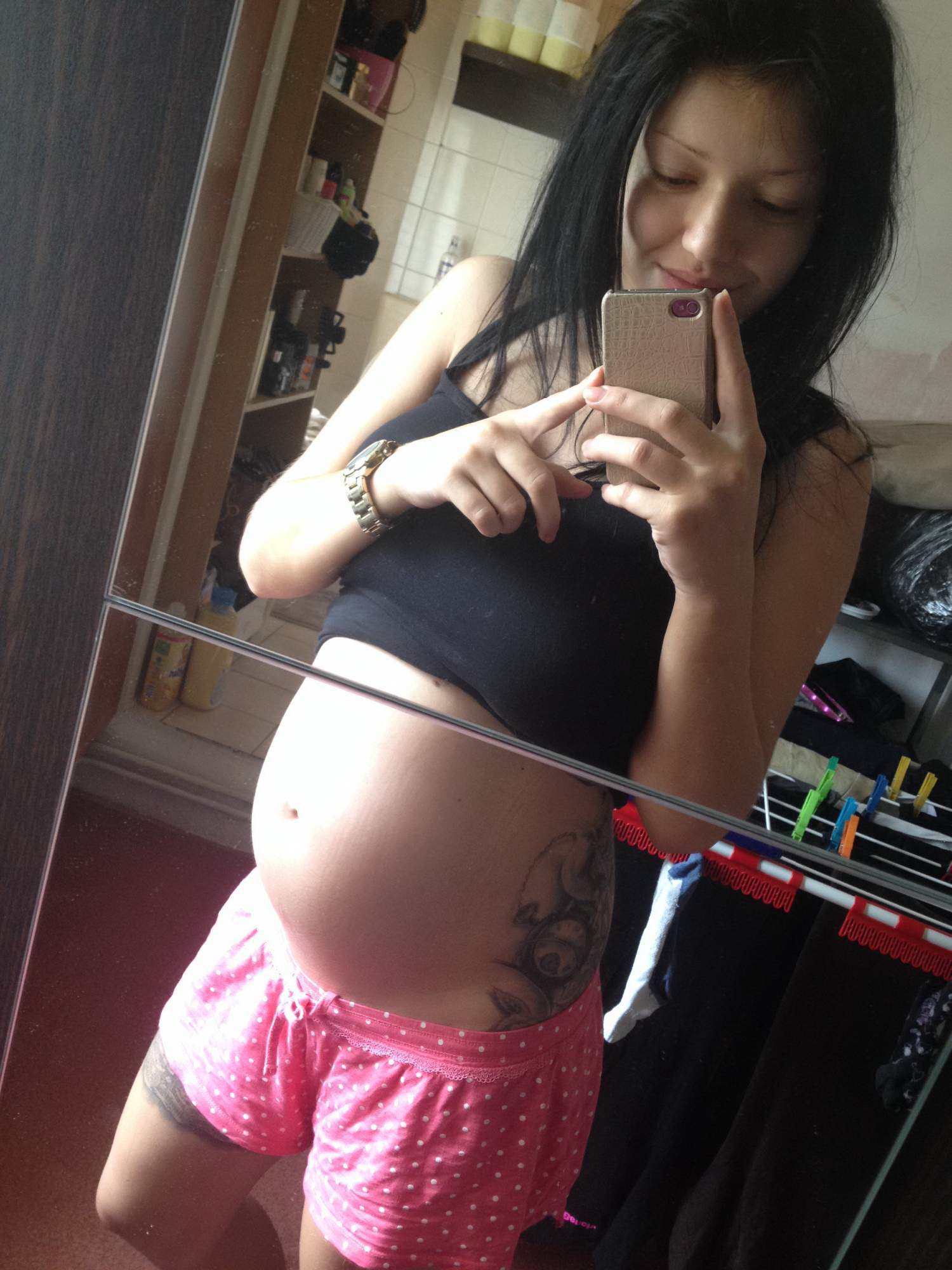 Preggo Selfie Czech Brunette Babe