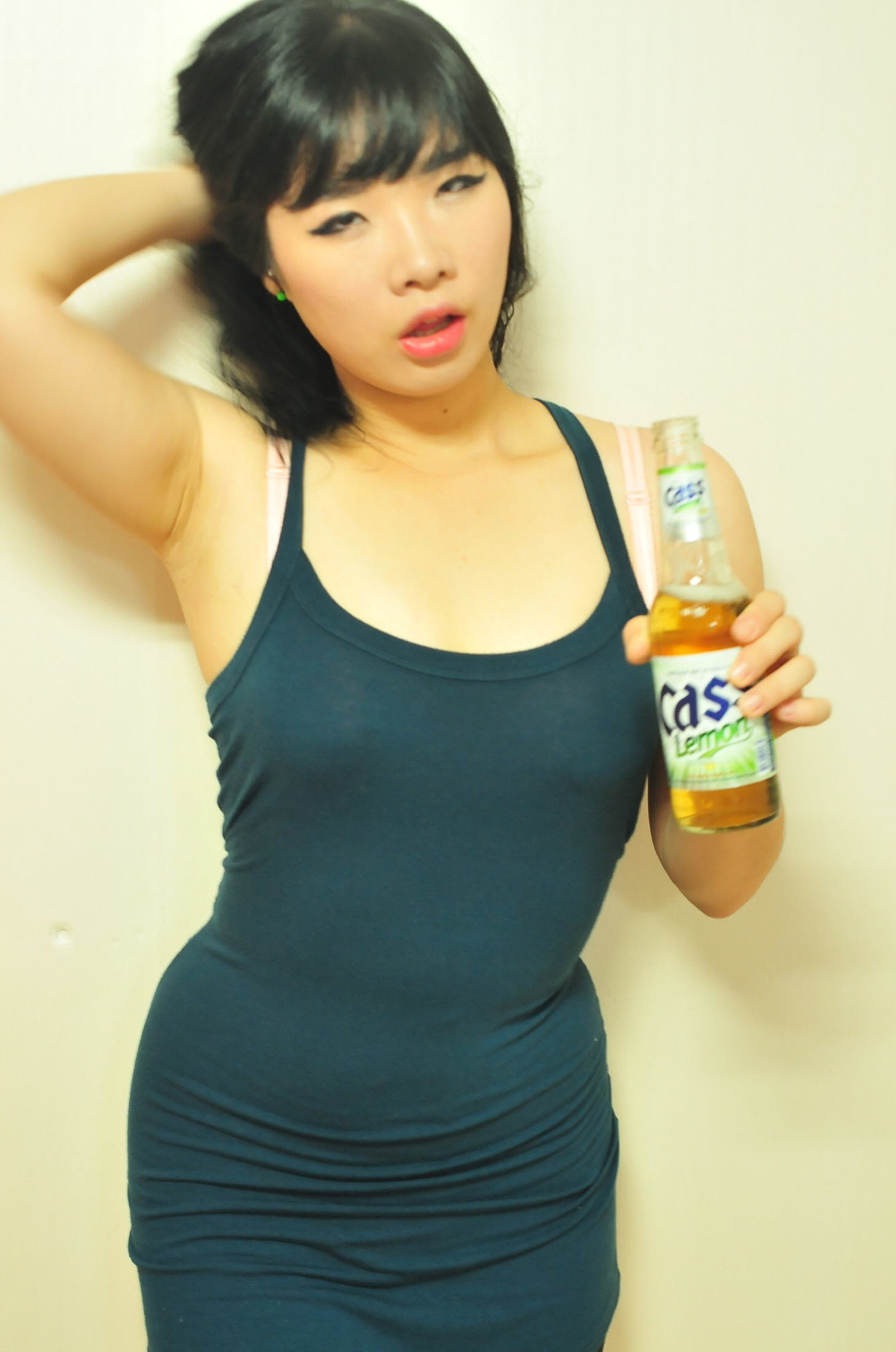 Magenta Choi Deepthroating Bottle and Pantyhose