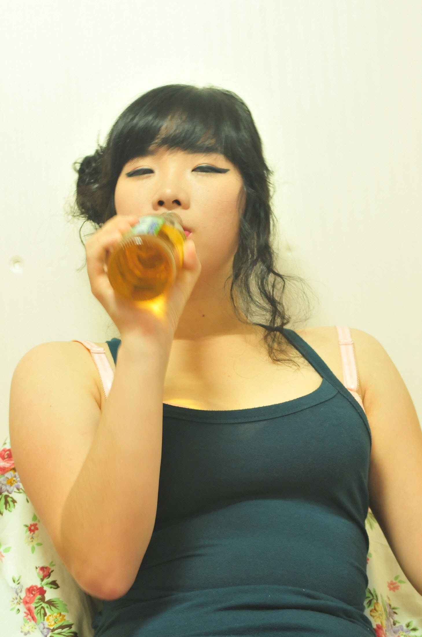 Magenta Choi Deepthroating Bottle and Pantyhose
