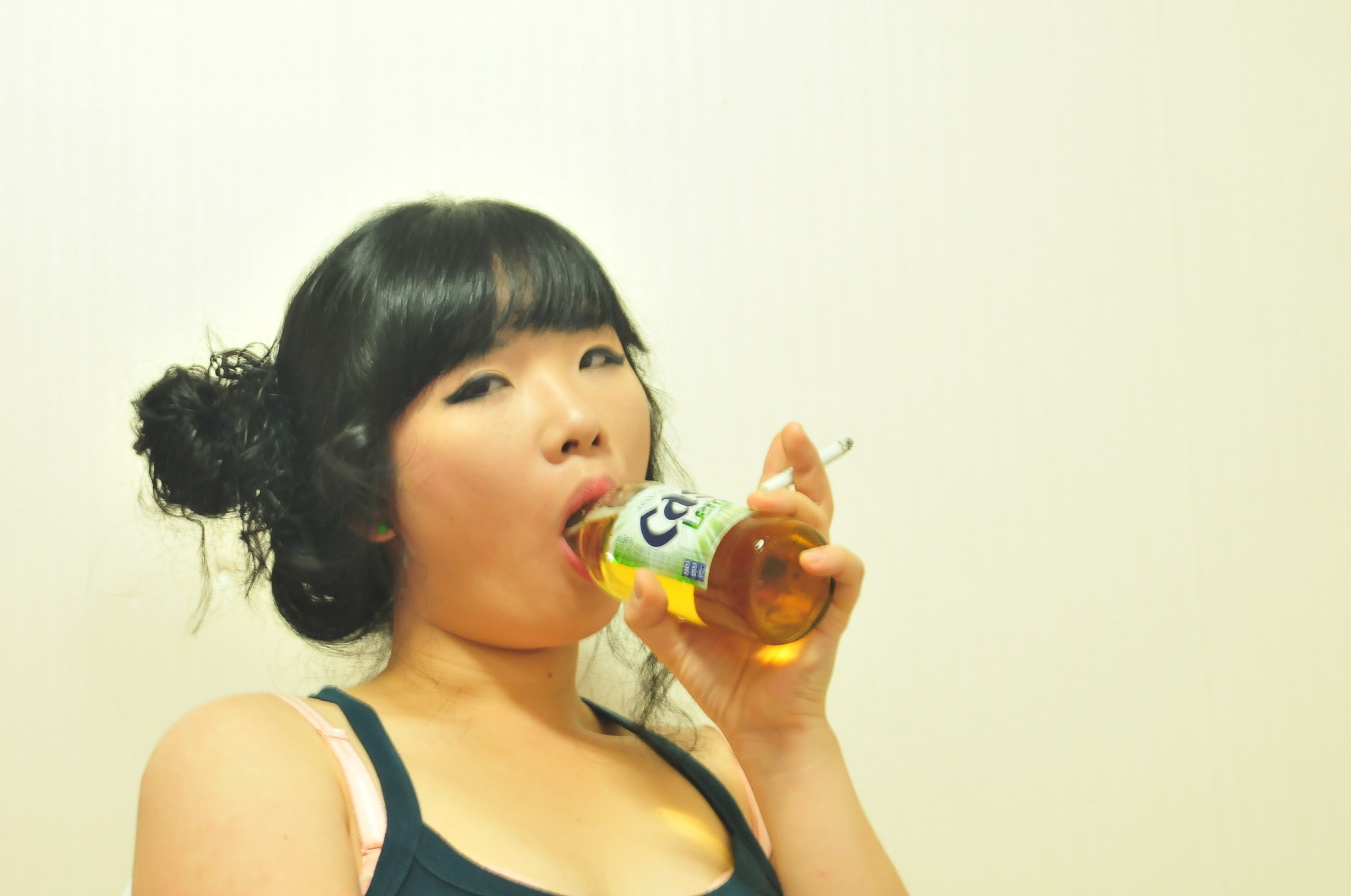 Magenta Choi Deepthroating Bottle and Pantyhose