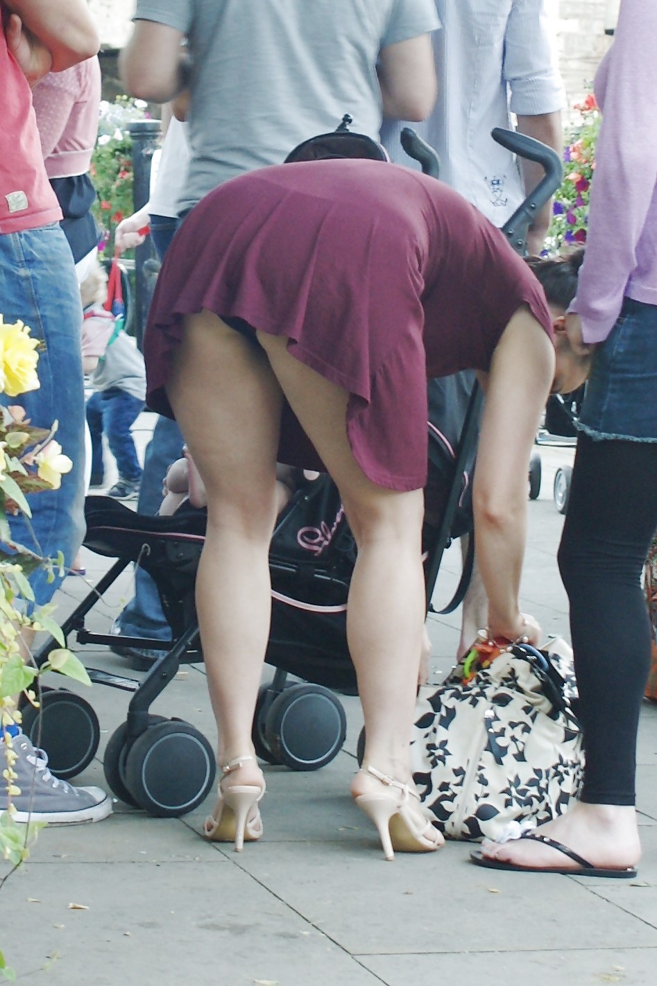 Pushing Stroller Purple Dress Uppie