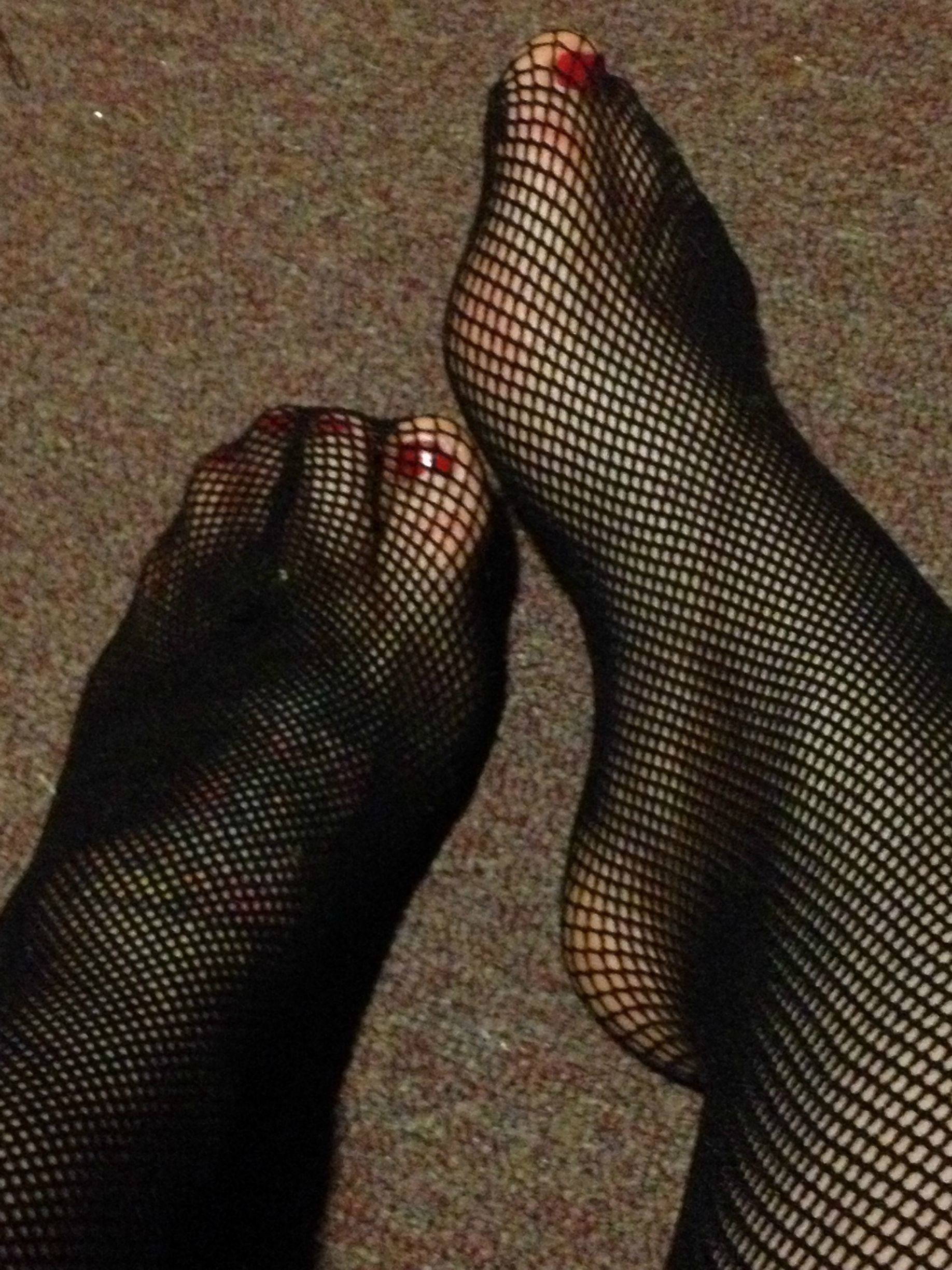 Curvy Brunette In Red Llipstick And Stockings