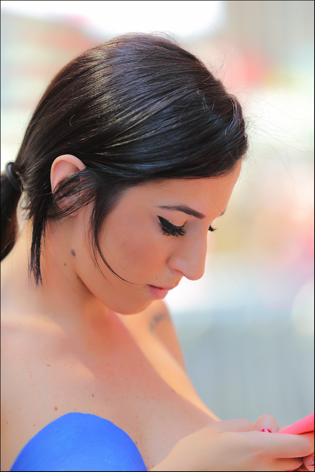 Sexy Brunette Bodypaint Big Tits Pink Thong Panties