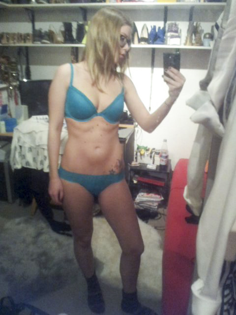 Cute Blonde Bra and Panties Selfie Shots
