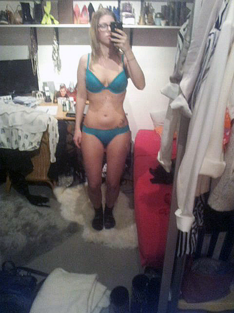 Cute Blonde Bra and Panties Selfie Shots