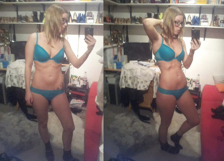 Cute Blonde Bra and Panties Selfie Shots