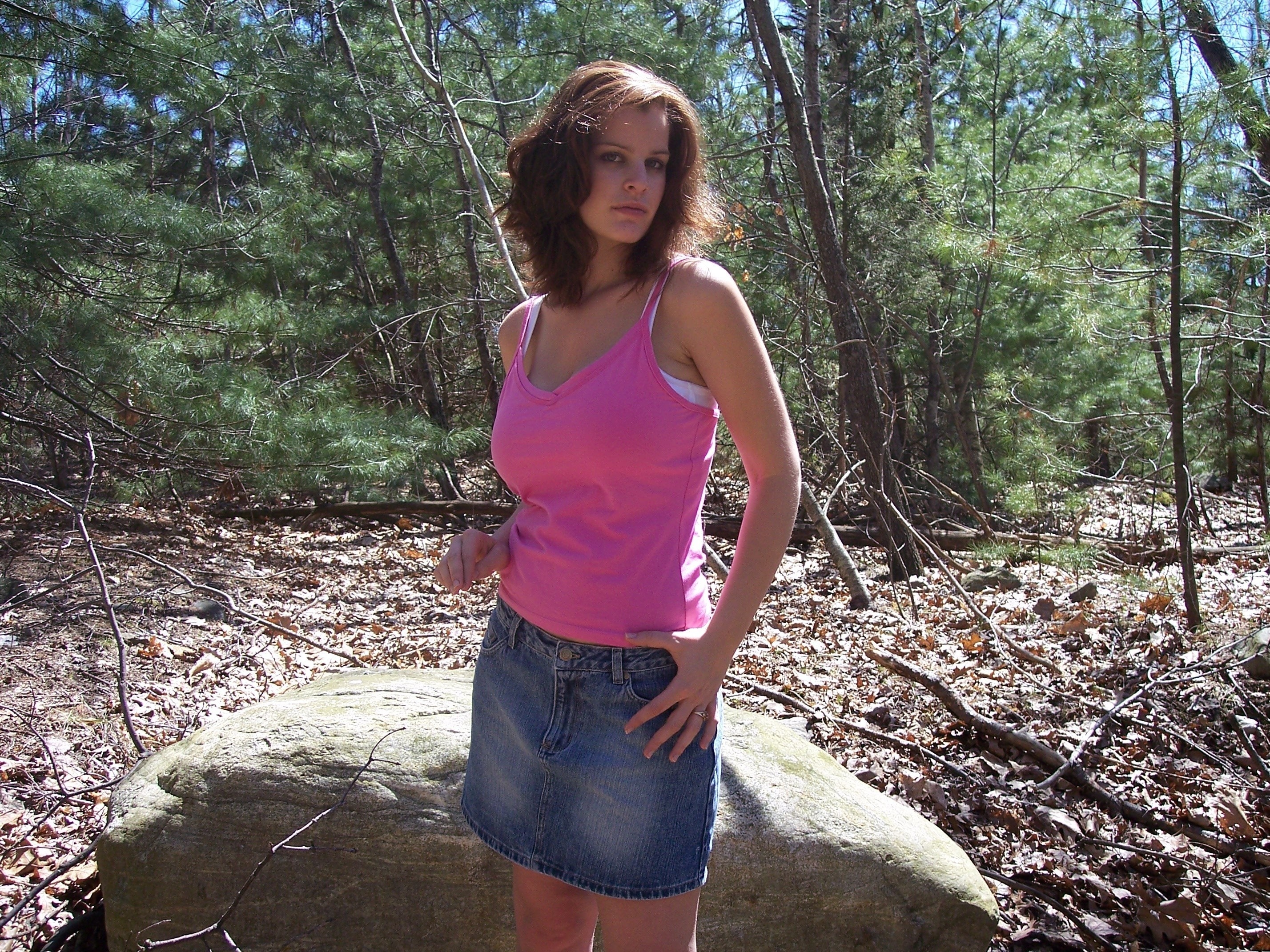 Skinny slut Lauren with huge boobs