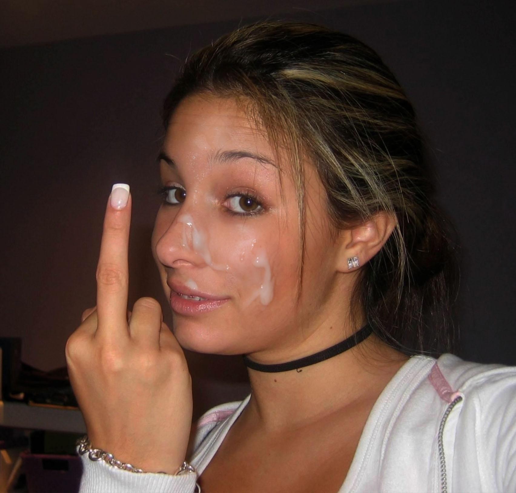 middle finger facial cumshot