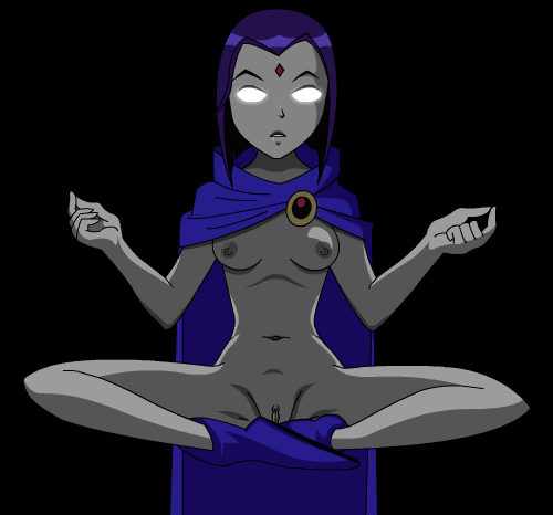 Raven Meditating naked with the cape on