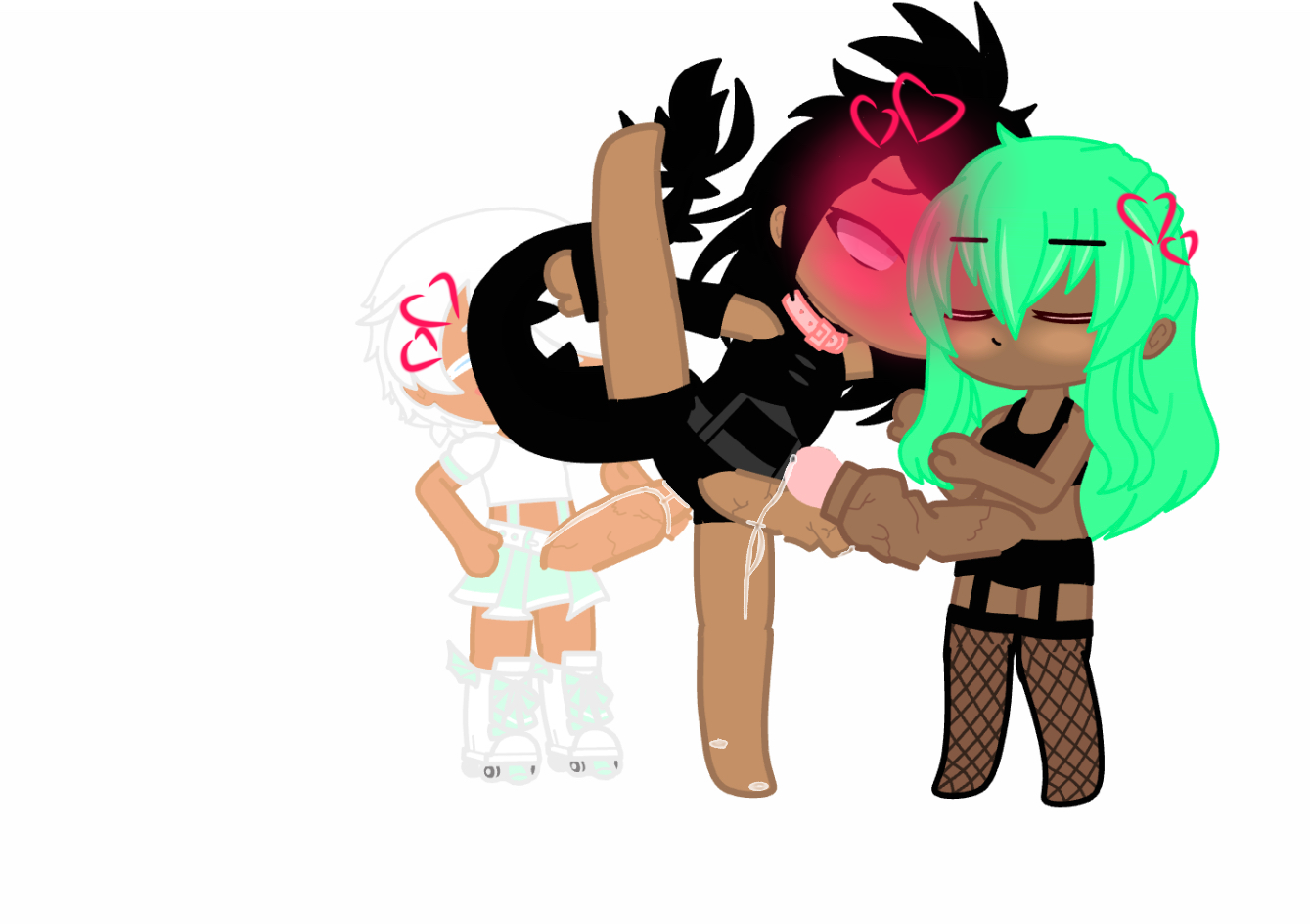 The aftermath when Riyo(black hair) and Mia(green)met Sammy