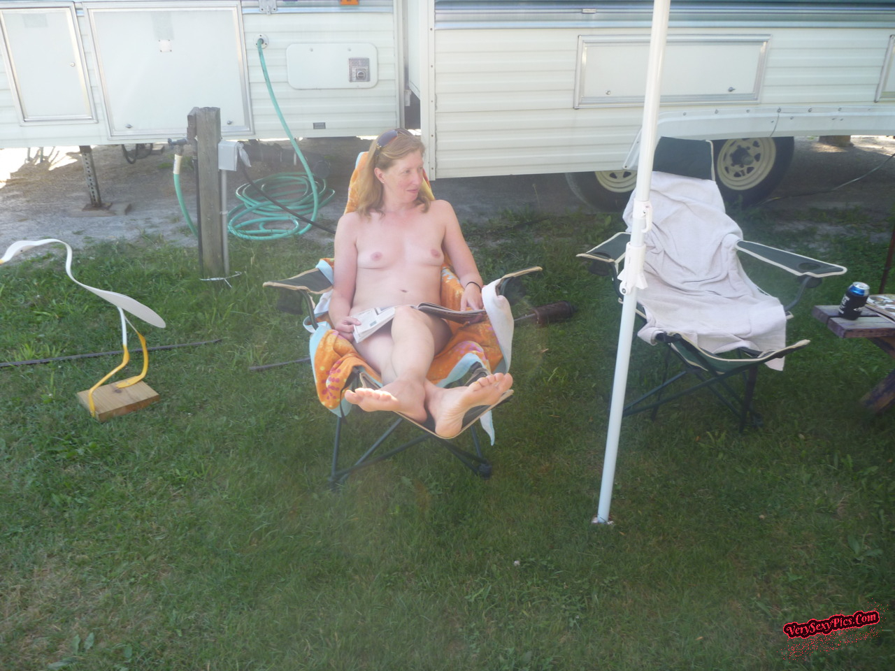 Nudist couple loving life