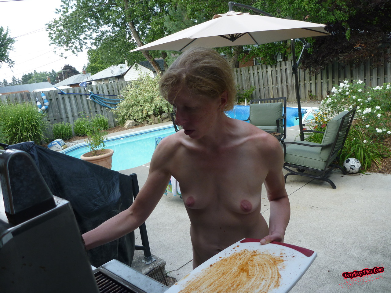 Nudist couple loving life