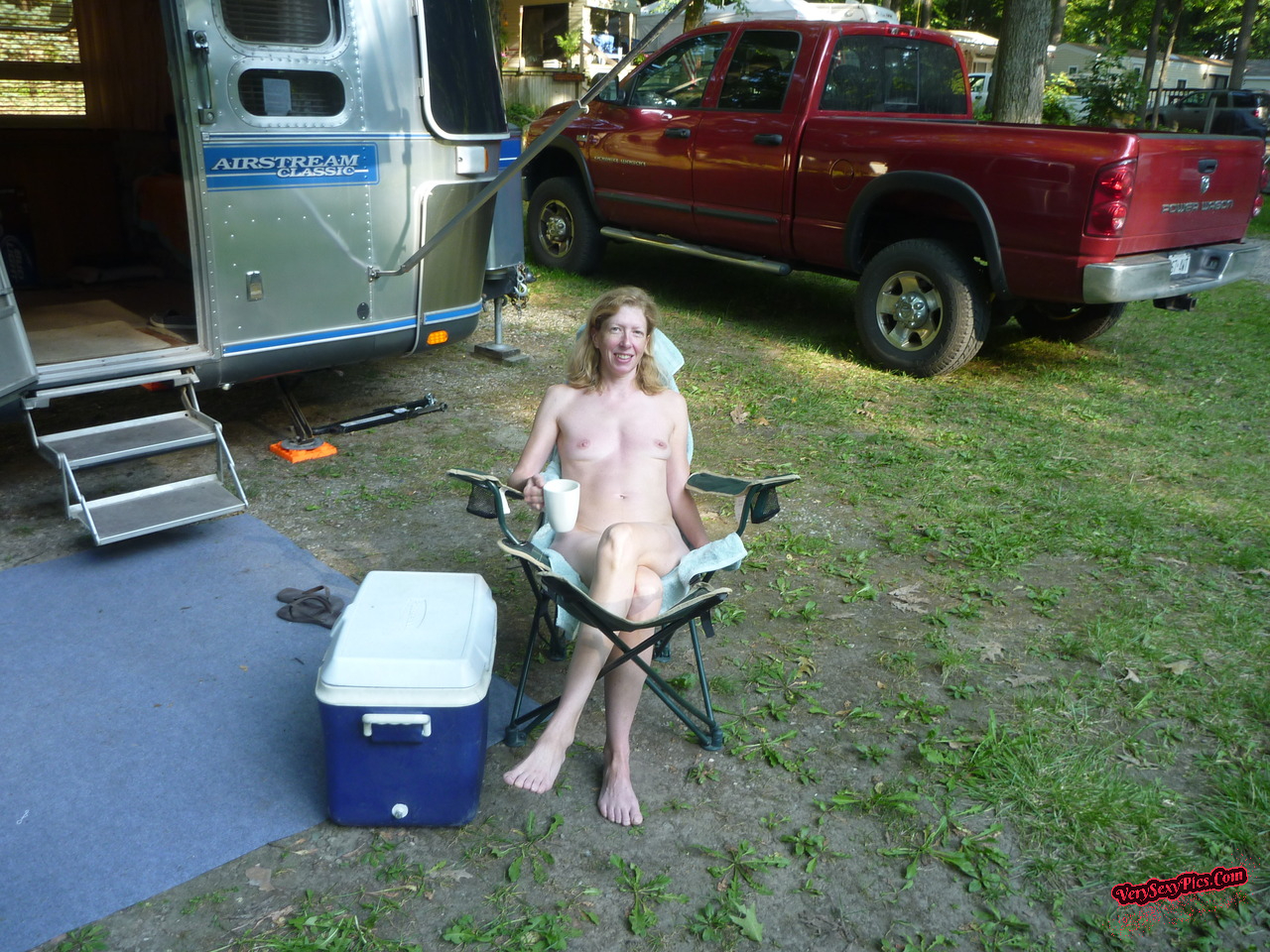 Nudist couple loving life