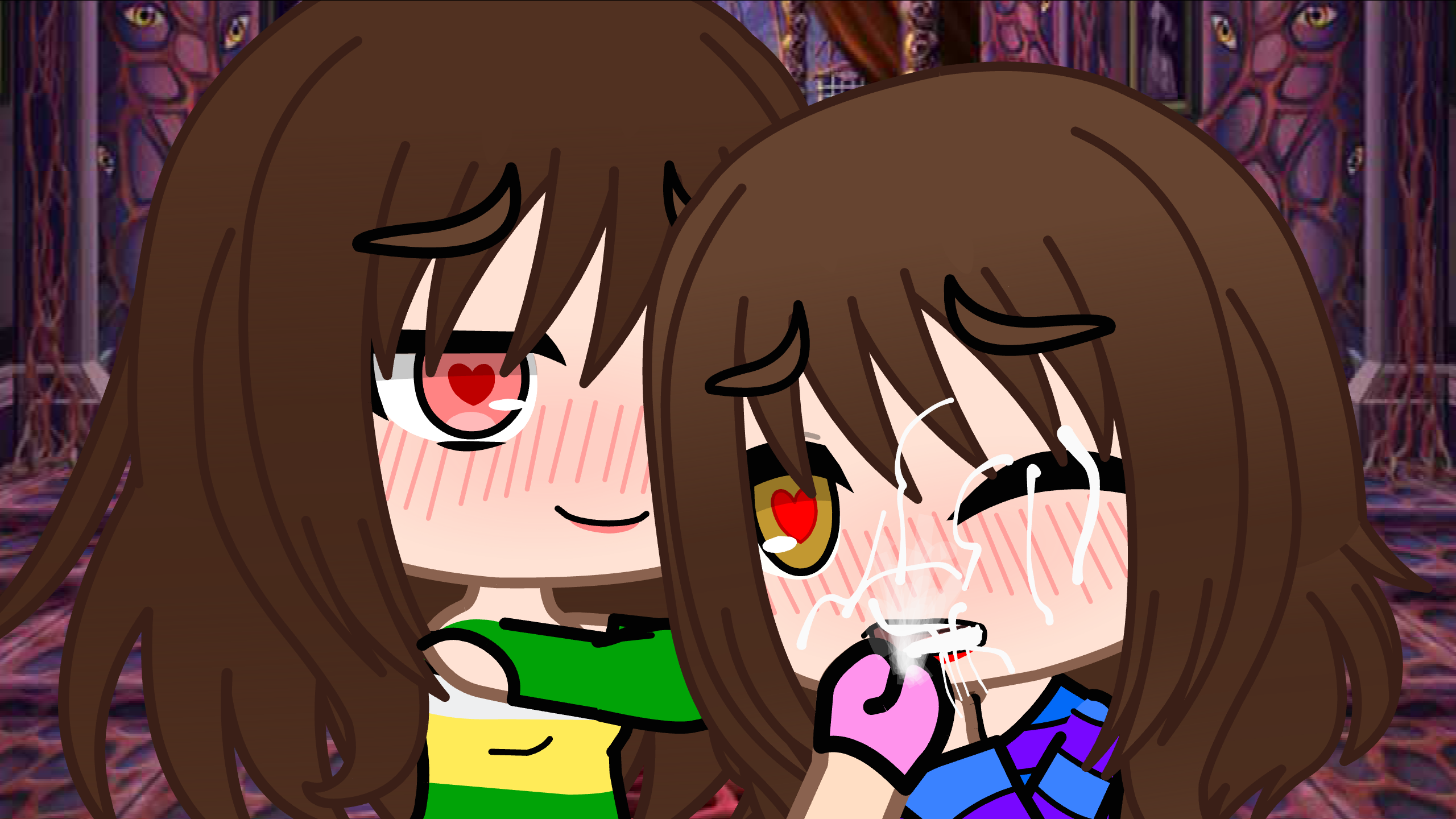 Frisk and chara blowjob