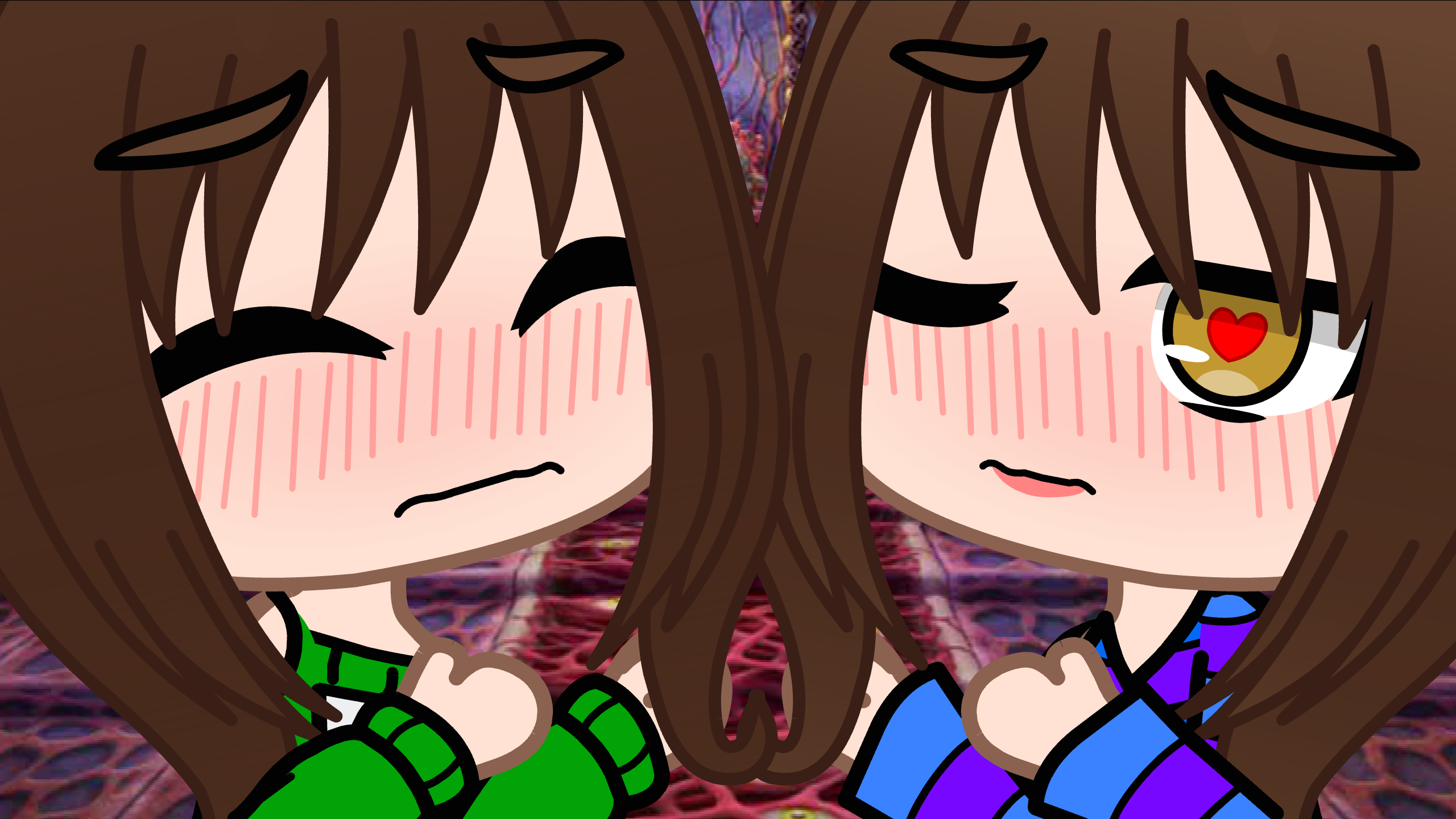 Frisk and chara blowjob