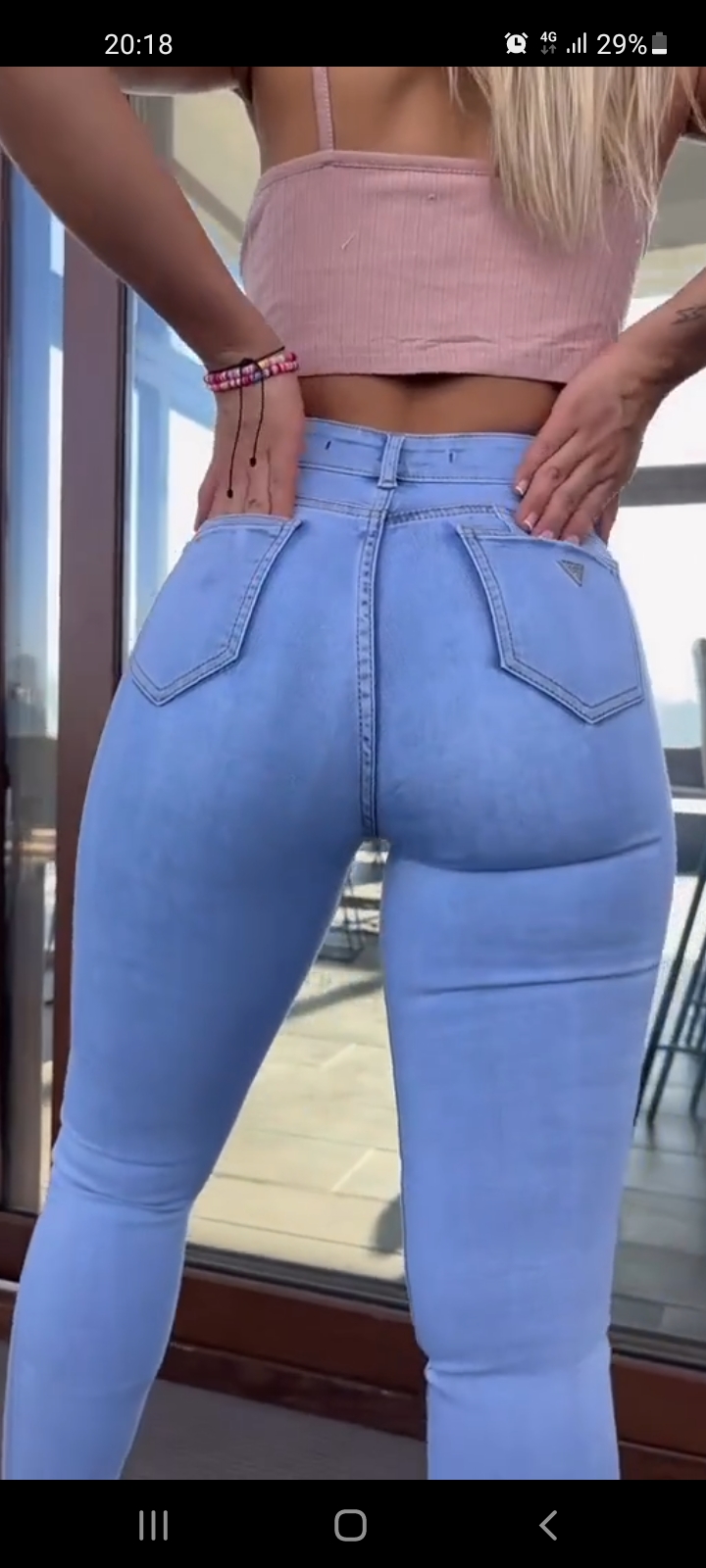 Ass in jeans blowjob anal cum