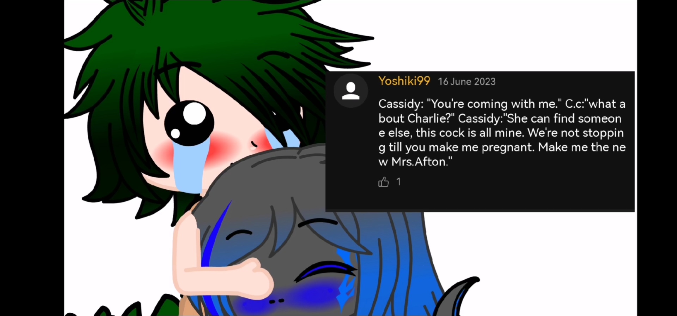 The commet on the video: Cassidy and charlie/charlotte fucks