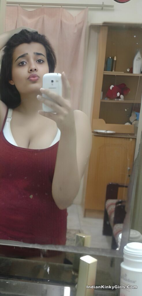 Indian cute girl selfie in mirror