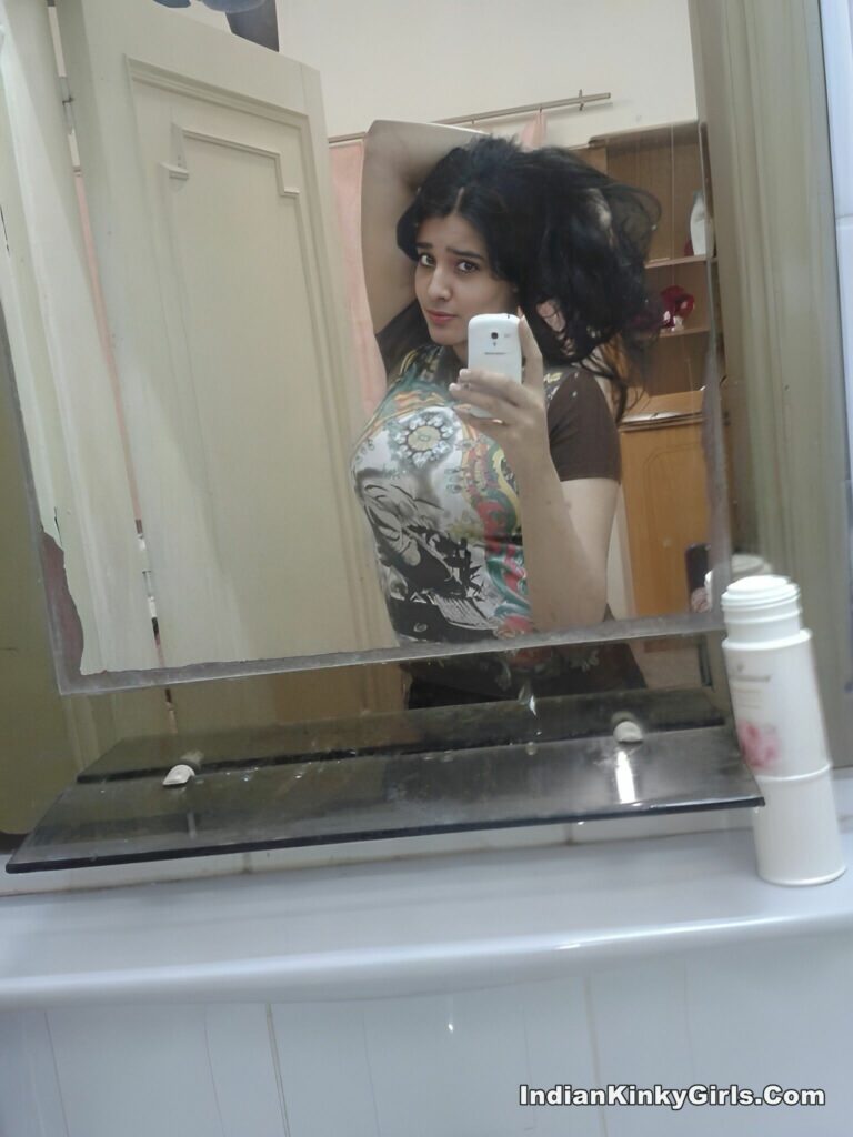 Indian cute girl selfie in mirror