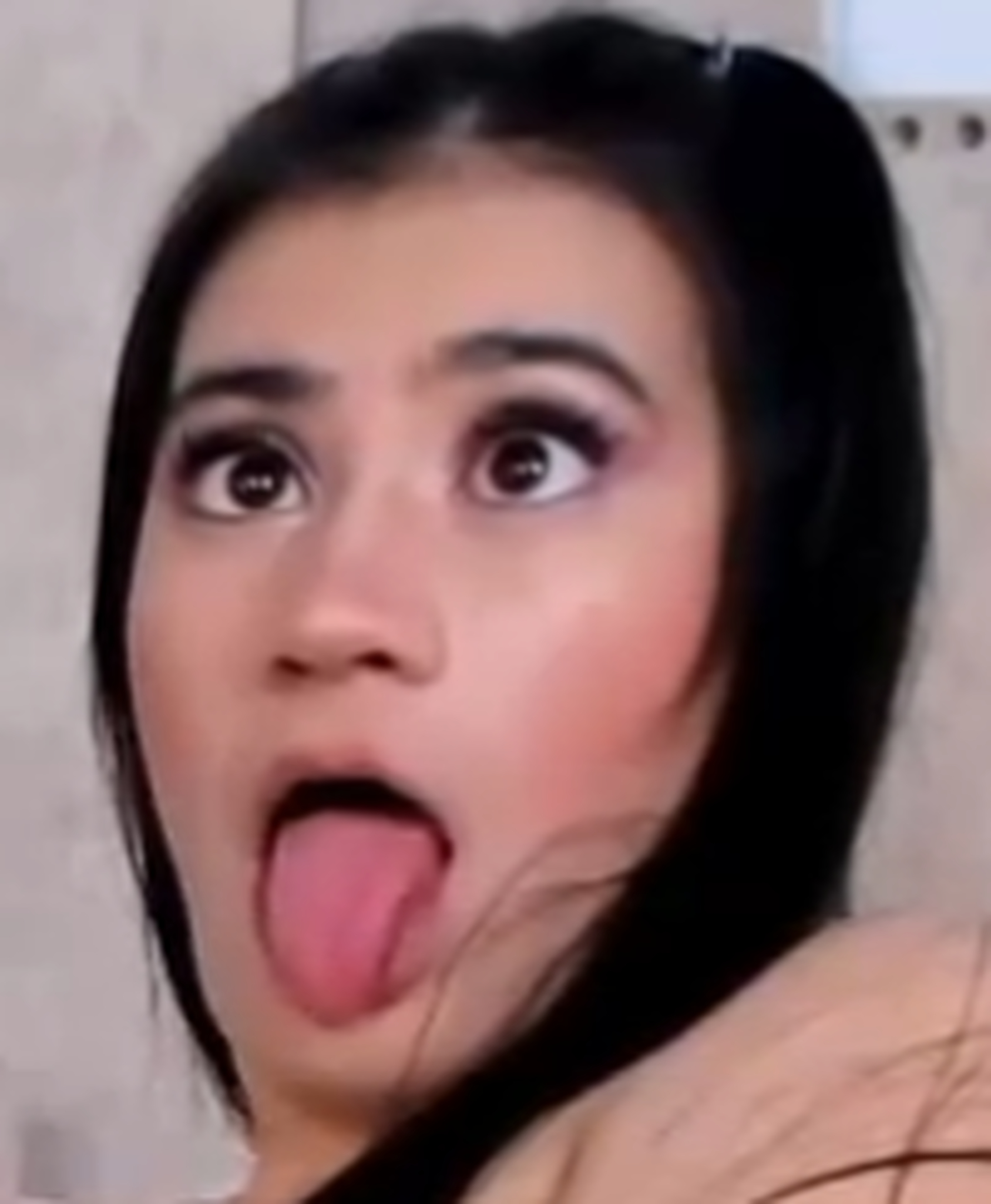 Turning the girl into their eyes and sticking out their tong