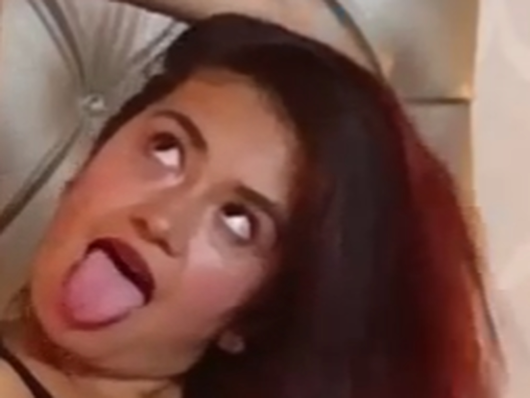 Turning the girl into their eyes and sticking out their tong