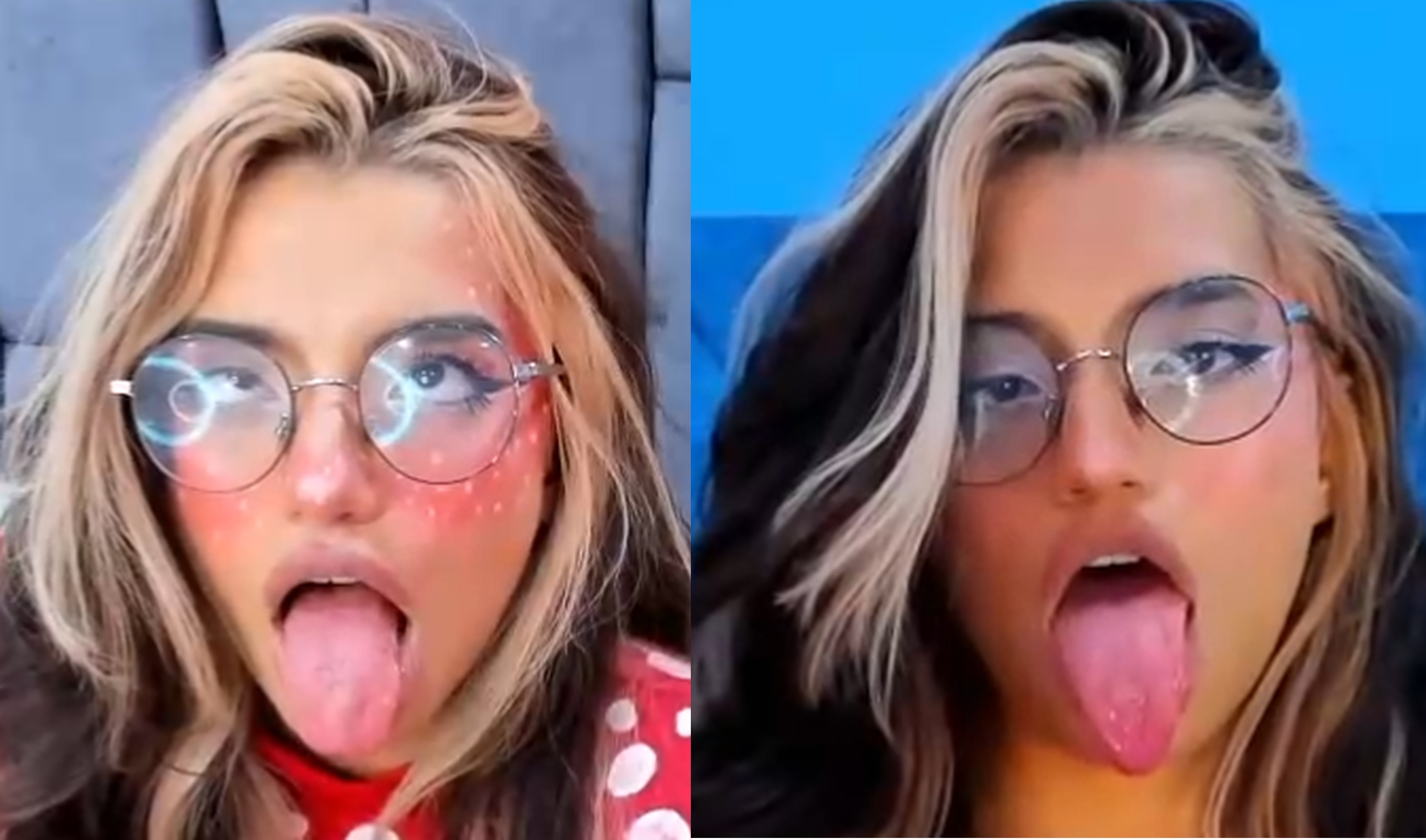 The girls made faces like dogs