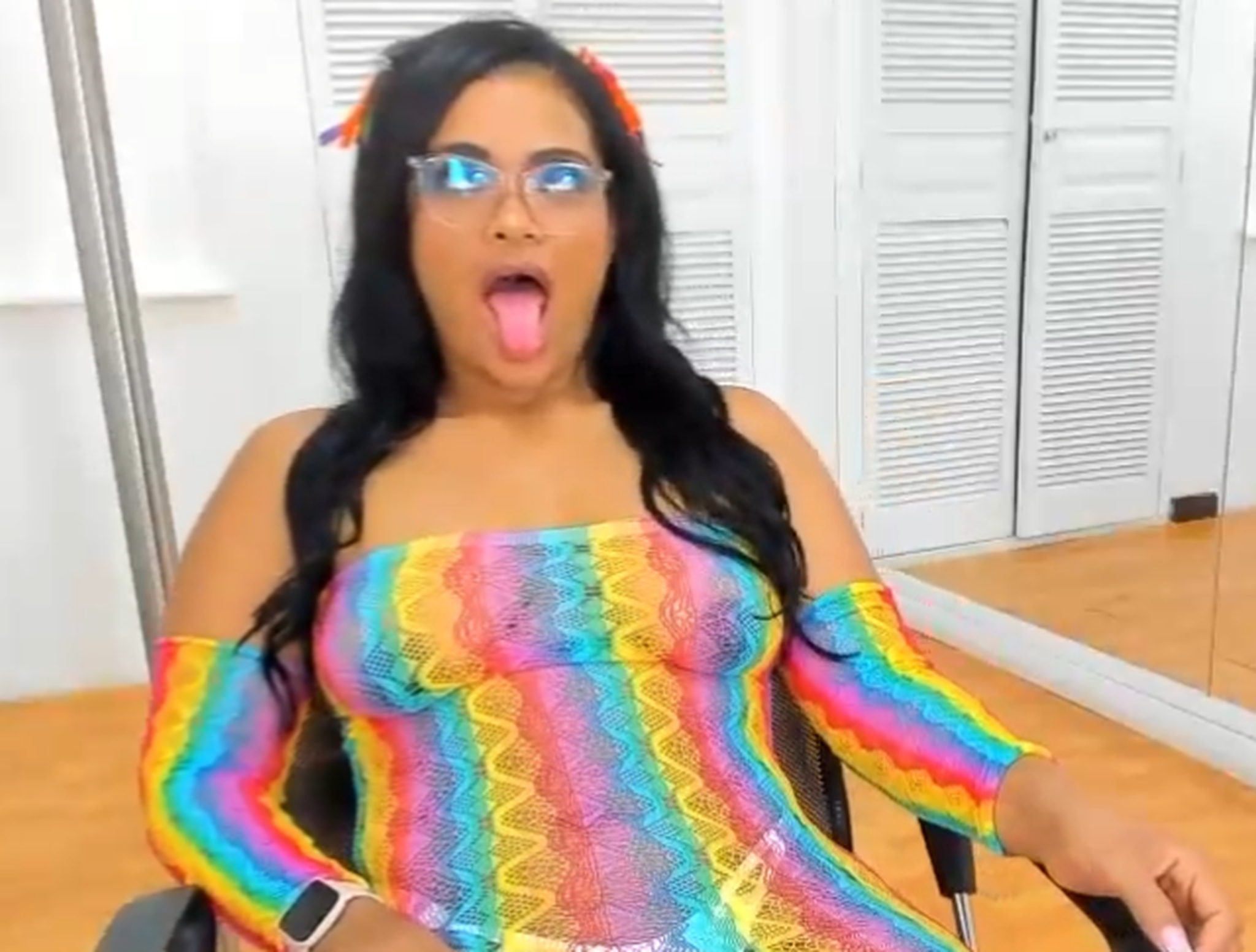 The girls made faces like dogs