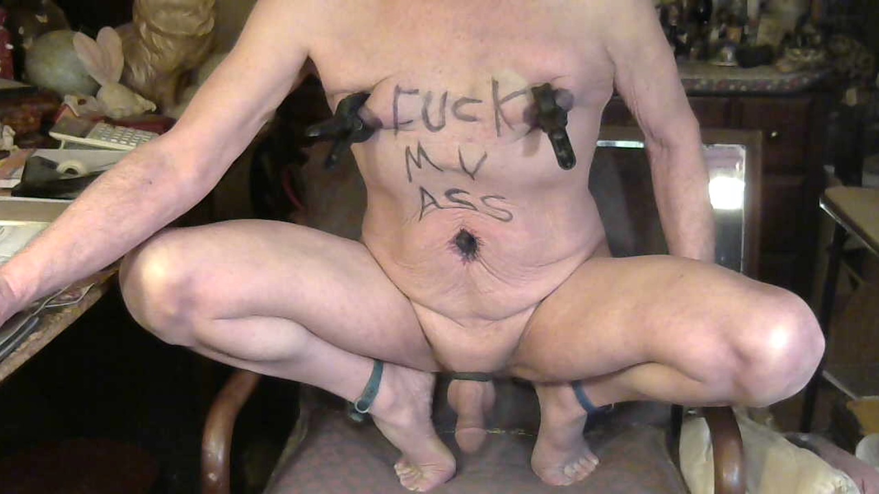 tonyslave naked with nipples clamped