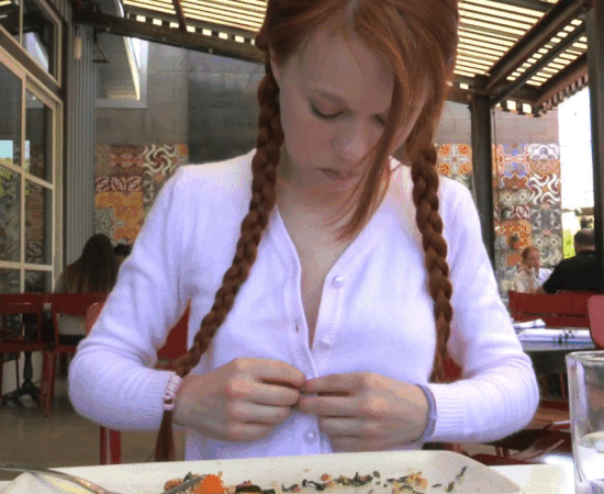 Girls in pigtails or a ponytail