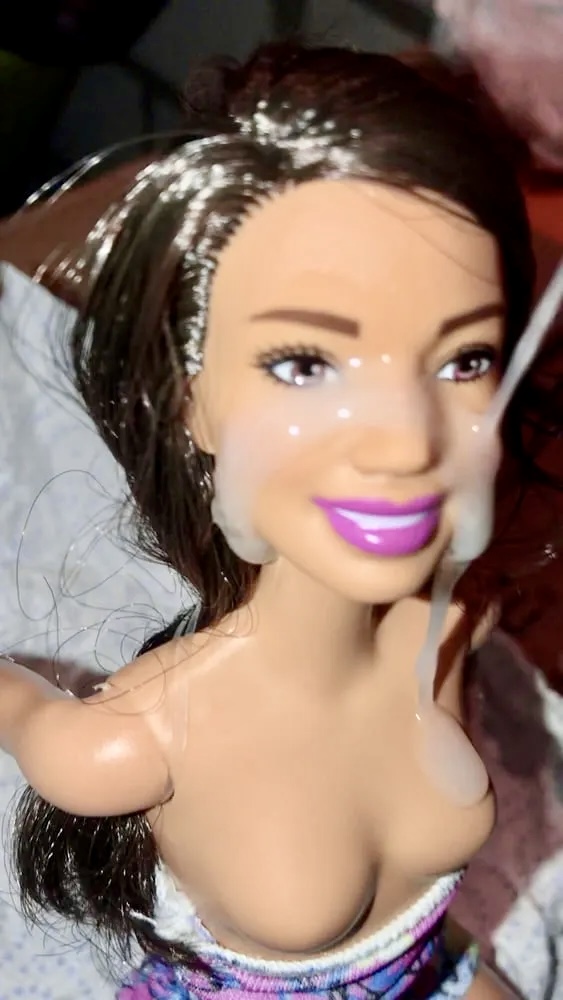 2021 dark hair Barbie doll facial cumslut