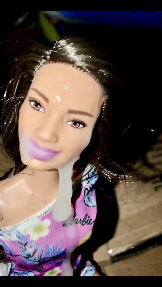 2021 dark hair Barbie doll facial cumslut