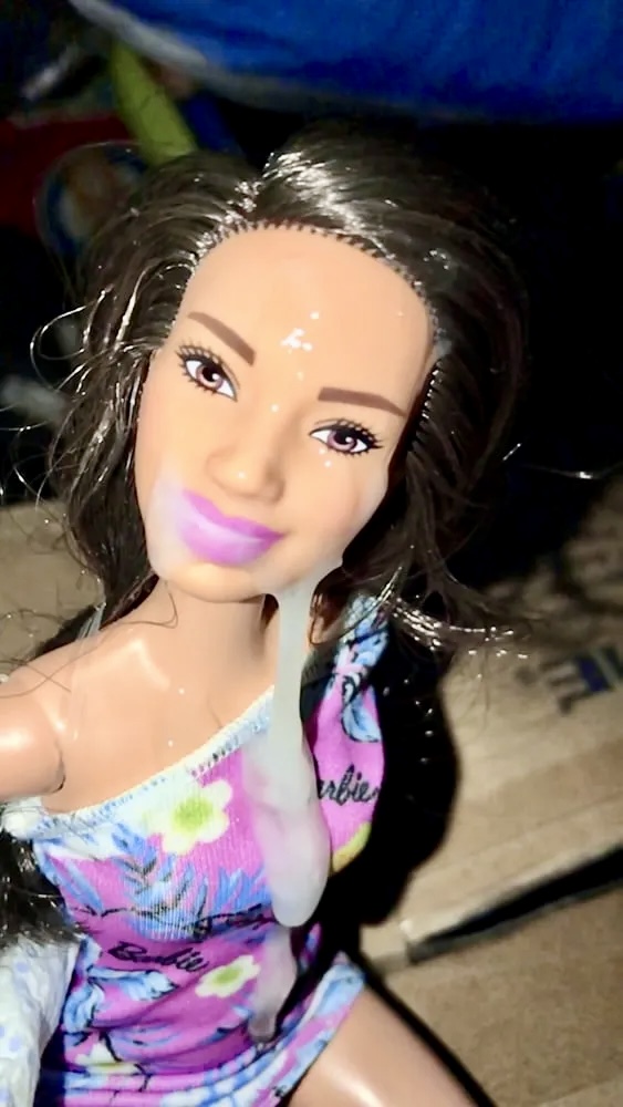 2021 dark hair Barbie doll facial cumslut