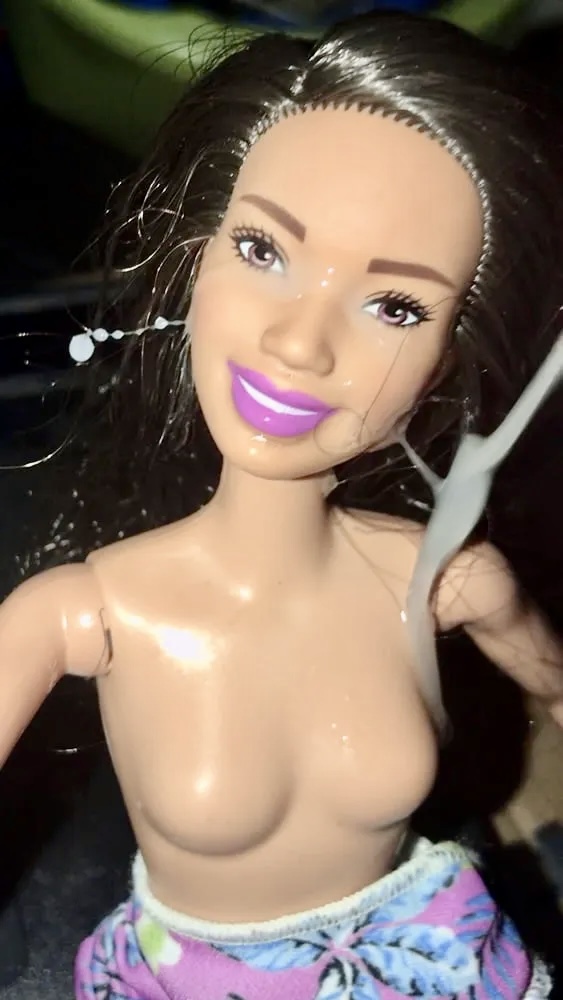 2021 dark hair Barbie doll facial cumslut