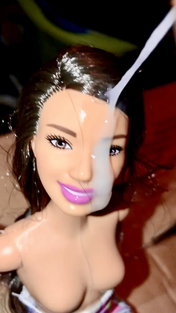 2021 dark hair Barbie doll facial cumslut