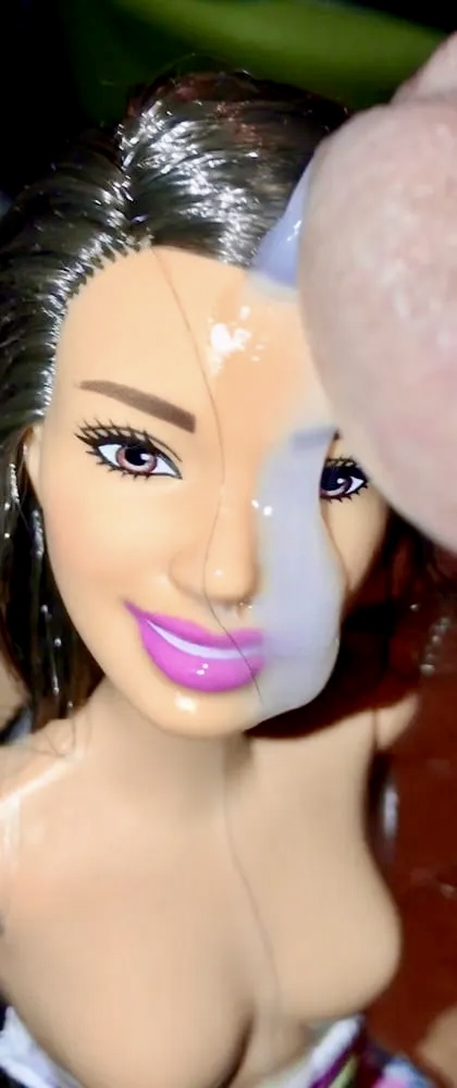 2021 dark hair Barbie doll facial cumslut
