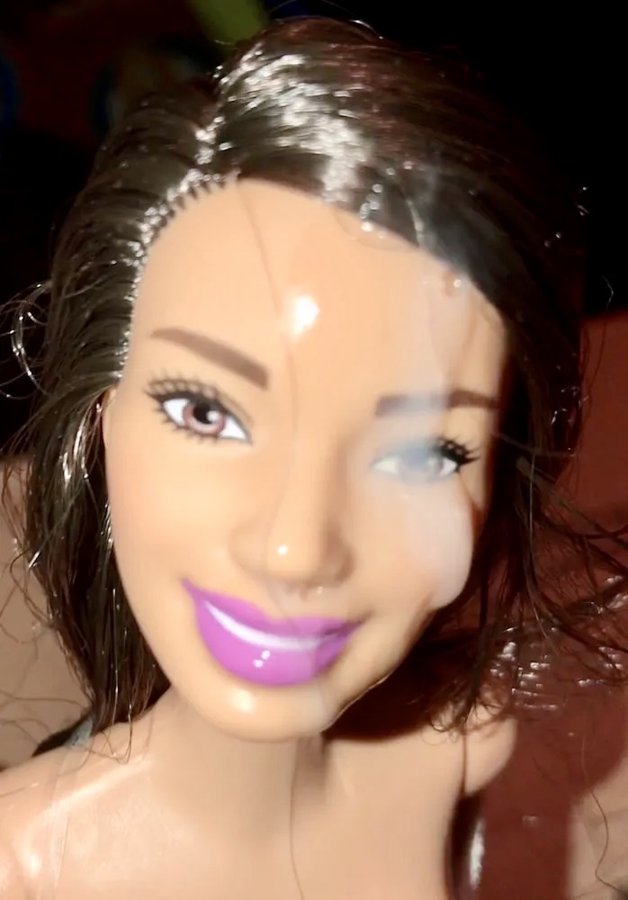 2021 dark hair Barbie doll facial cumslut