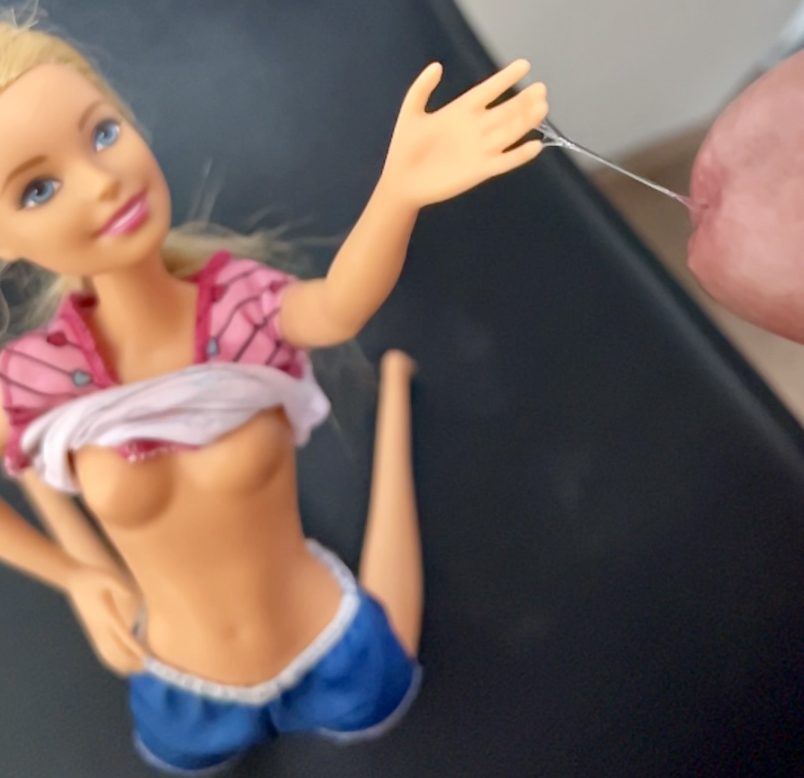 Secondhand store Barbie facial cumshot